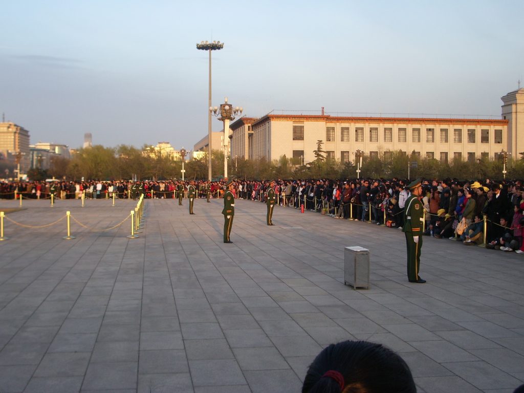 中国　北京　天安門広場　国旗掲揚台